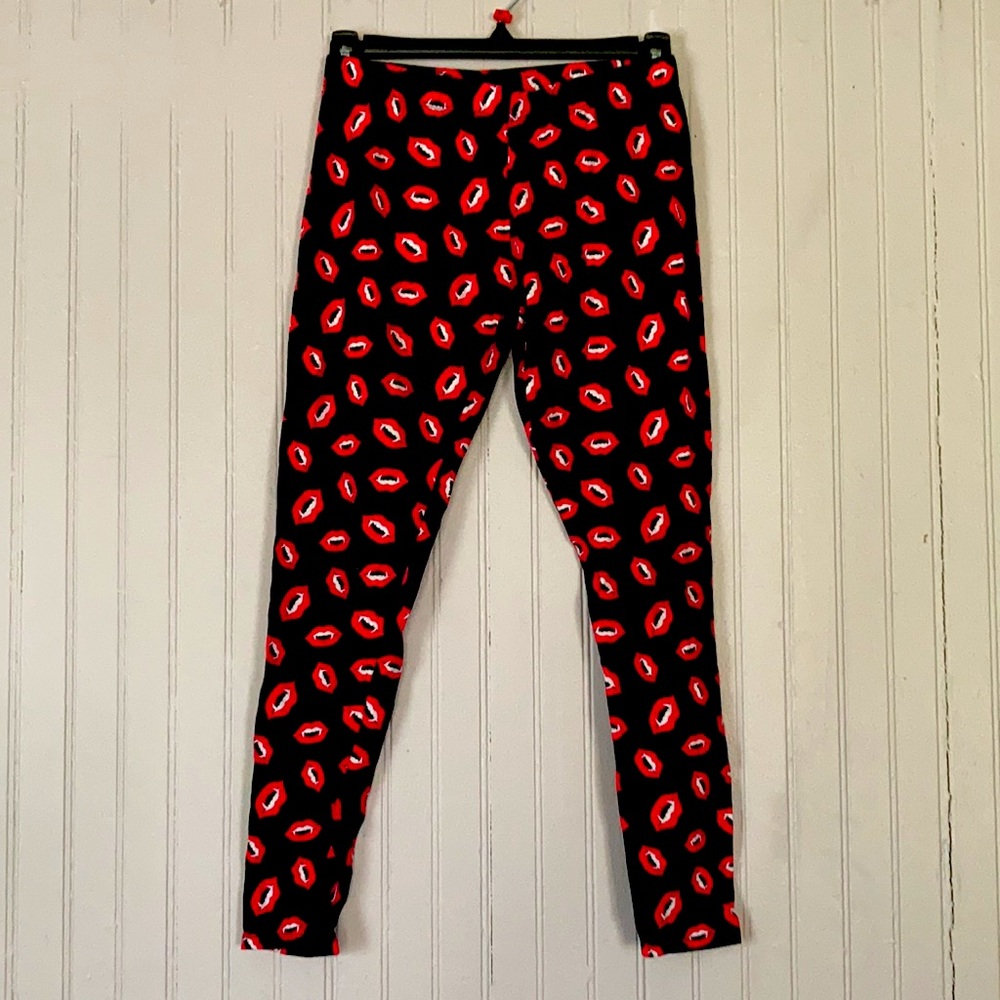 Vampire Fangs Teeth Halloween Leggings Sz Medium Runs Small Goth Pants